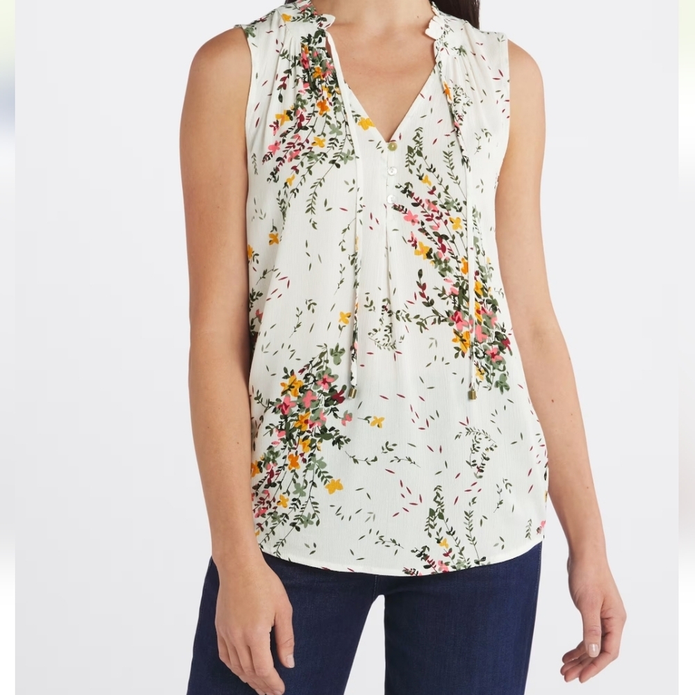 Market & Spruce Ava Tie Neck Sleeveless Blouse (Size Small)